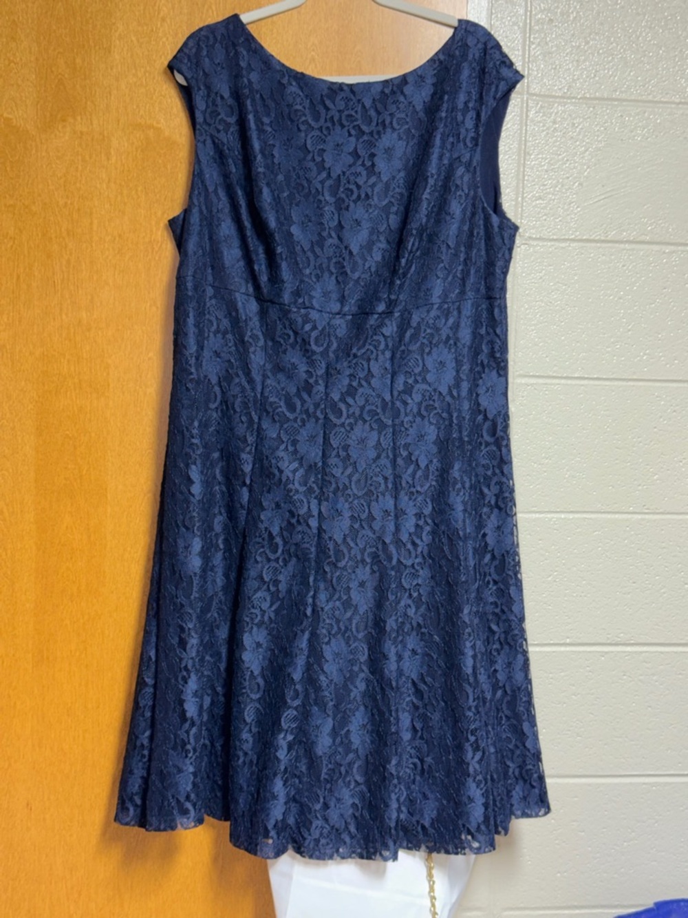 Ralph Lauren Navy Lace Midi Fit-and-Flare Dress